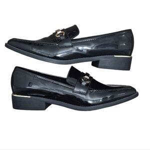 French Connection Black Patent Loafers